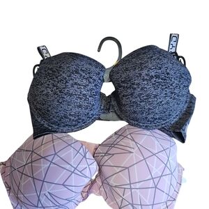 Spyder Sports Bra 36C 2 Pack Underwire Molded Cup NWT Blz Trails charcoal Pink